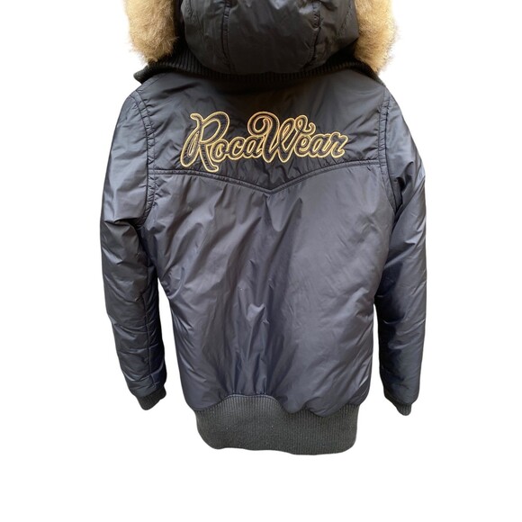 Vtg Rocawear Reversible Hooded Puffer Jacket Coat Black Red Sz M Broken Zip - Picture 2 of 12